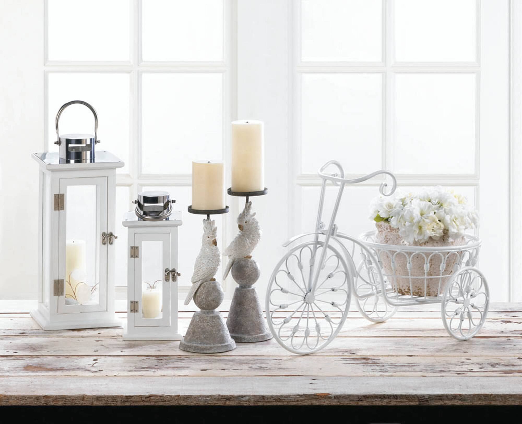 14" White Bicycle Planter